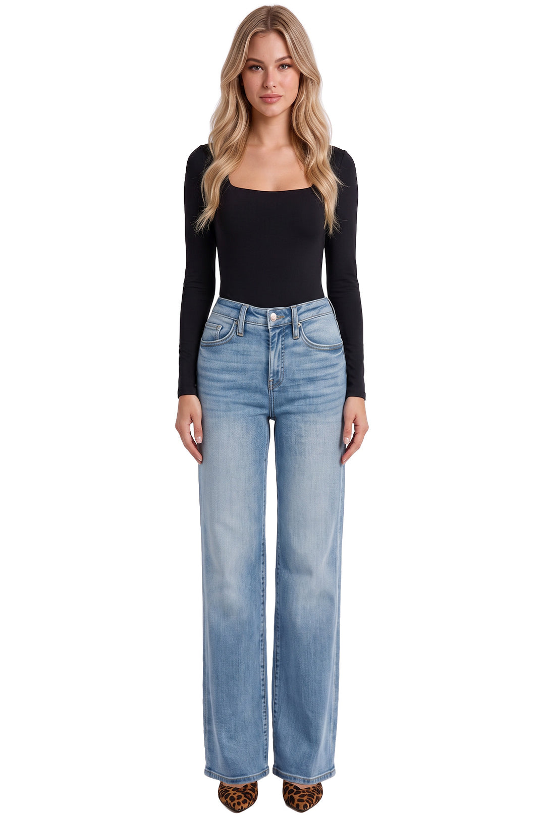 Hailey High Rise Slim Wide Leg Jeans