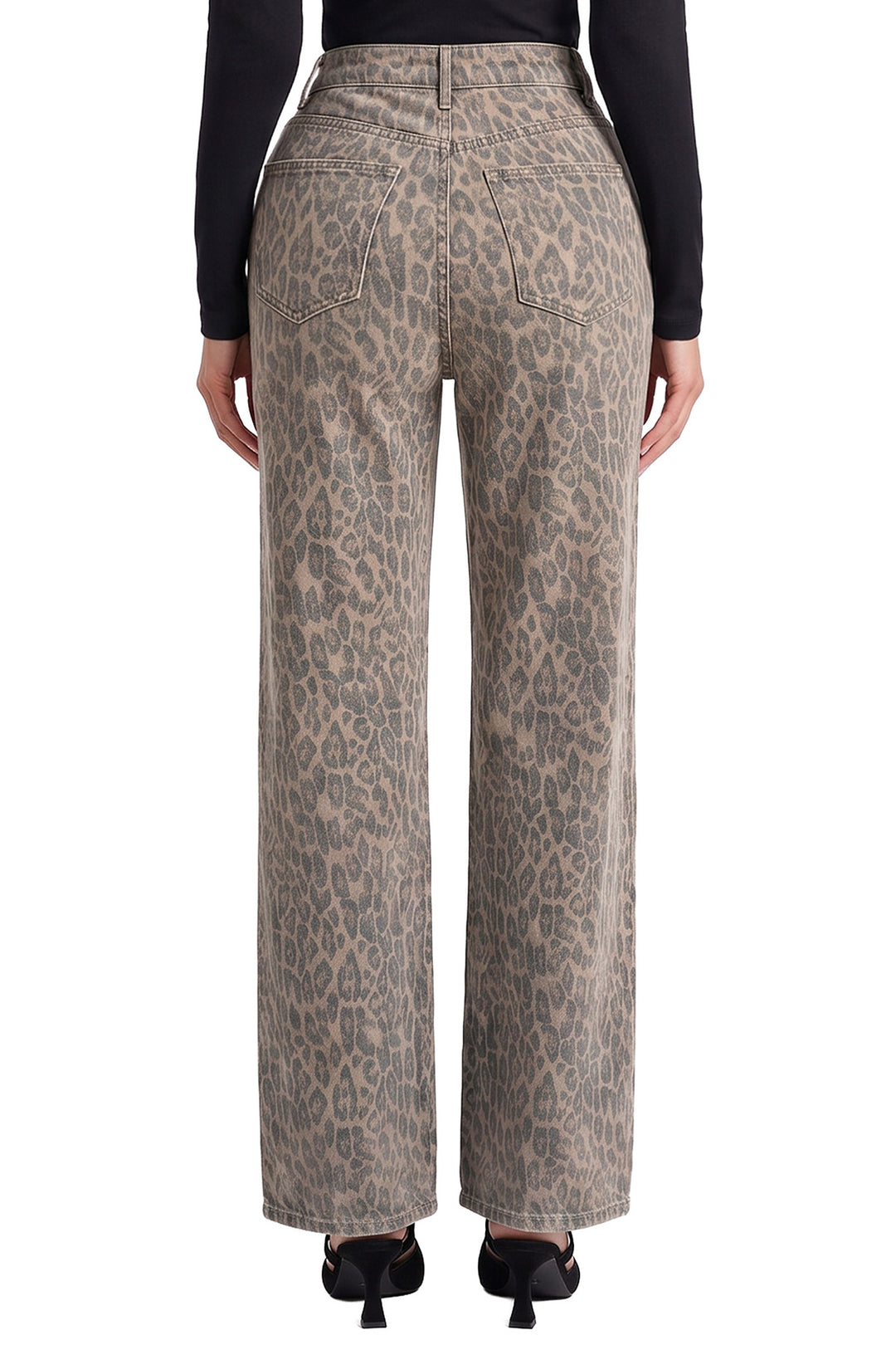Hailey Wide Leg Printed Bull Jeans-VTGLE