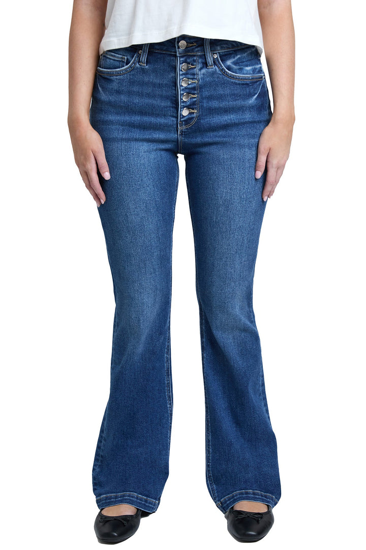 Pluz Mia High Rise Exposed Button Bootcut  Jeans