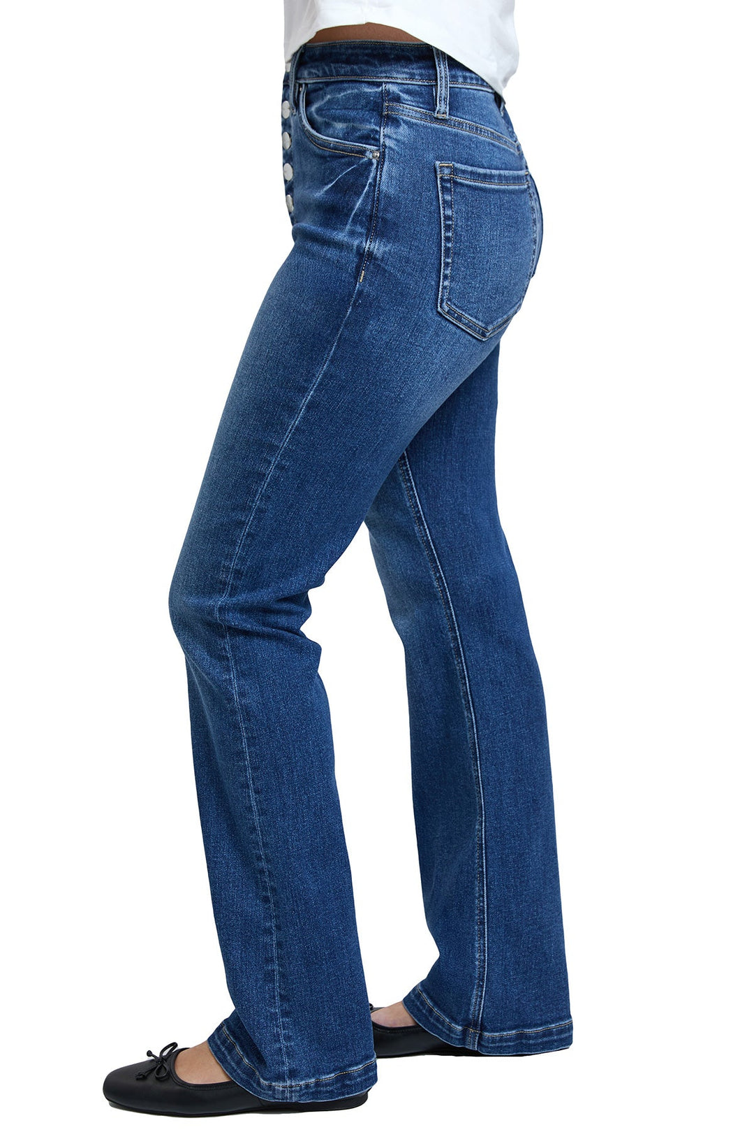 Pluz Mia High Rise Exposed Button Bootcut  Jeans