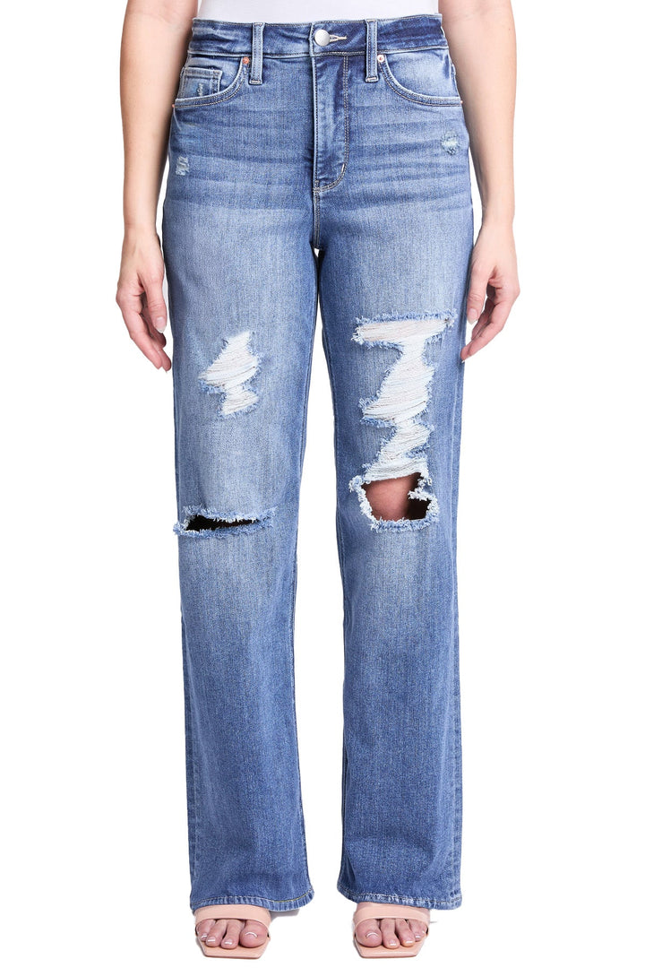 Plus Hailey High Rise Distressed Wide Leg Jeans
