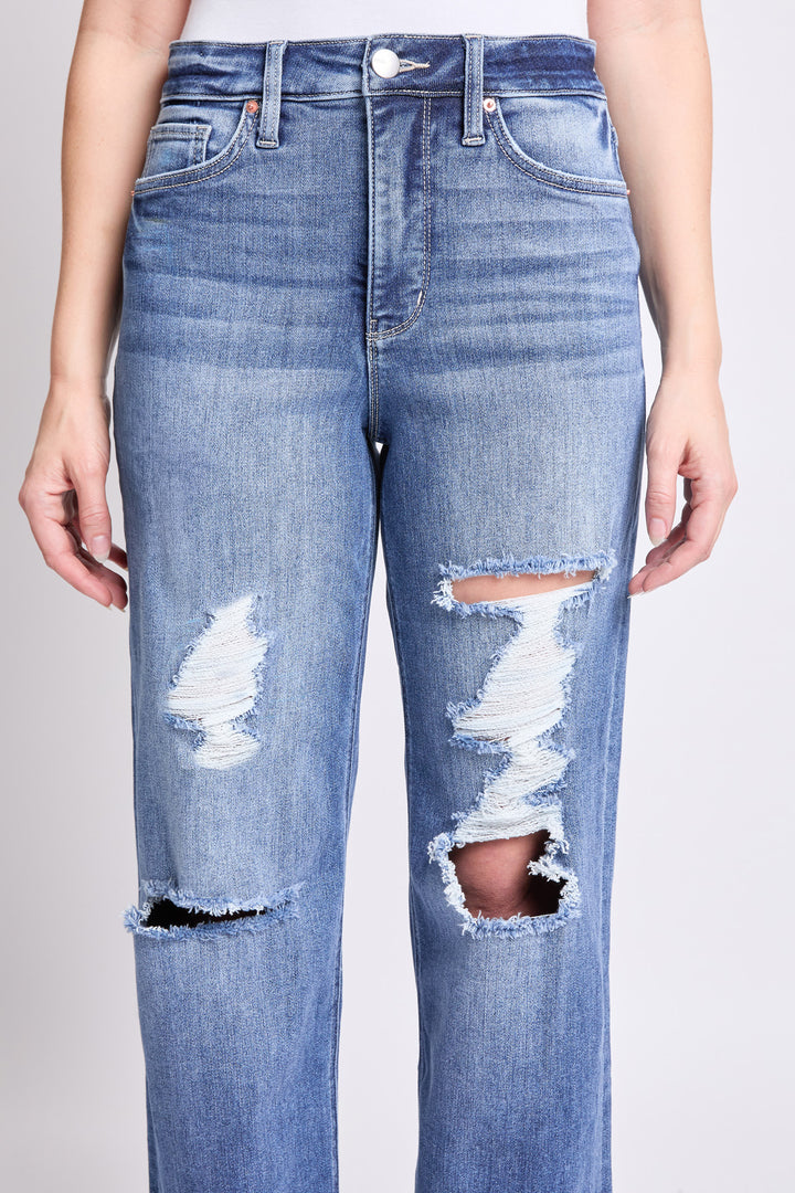 Plus Hailey High Rise Distressed Wide Leg Jeans