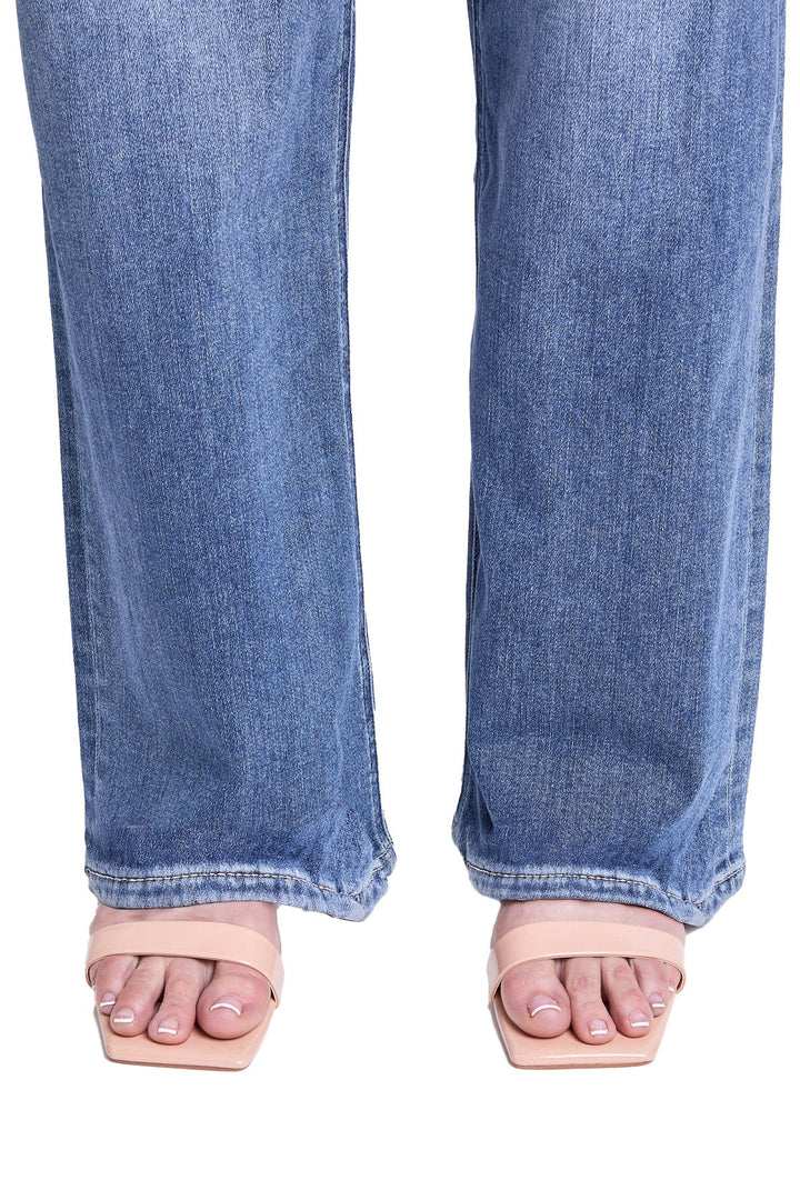 Plus Hailey High Rise Distressed Wide Leg Jeans