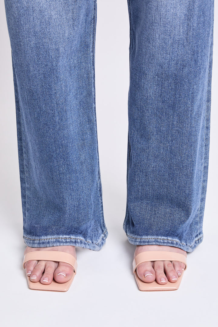 Plus Hailey High Rise Distressed Wide Leg Jeans