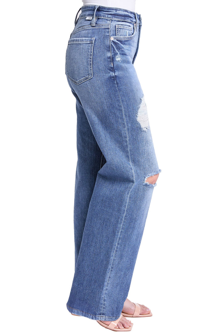 Plus Hailey High Rise Distressed Wide Leg Jeans