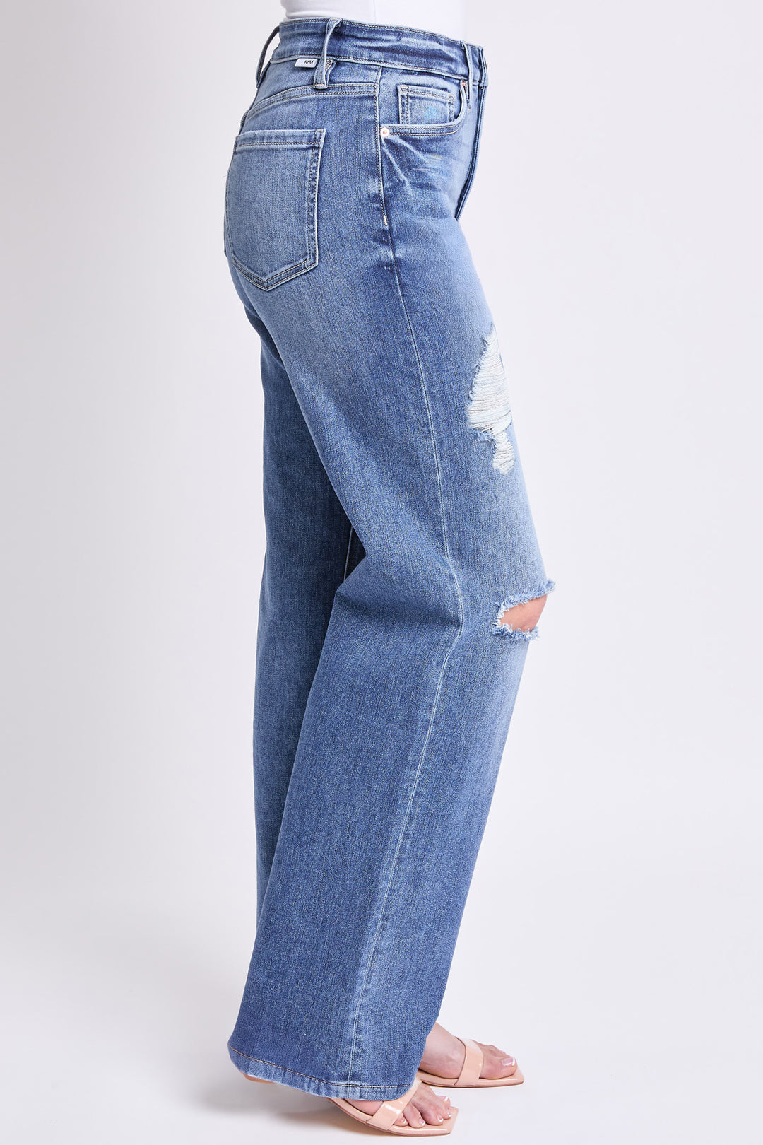 Plus Hailey High Rise Distressed Wide Leg Jeans