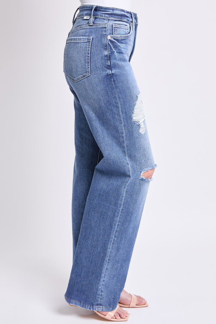 Plus Hailey High Rise Distressed Wide Leg Jeans