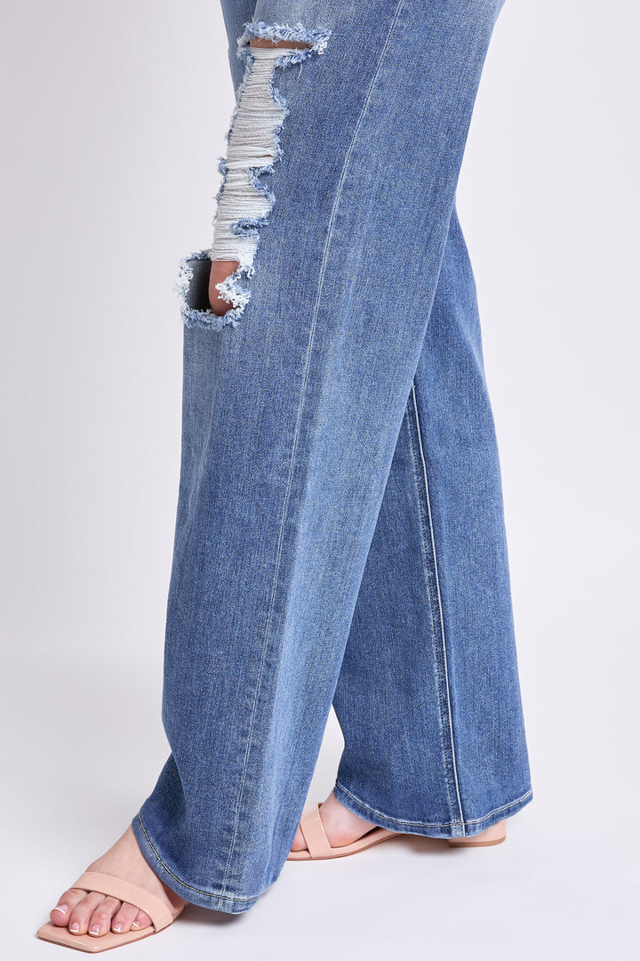 Plus Hailey High Rise Distressed Wide Leg Jeans