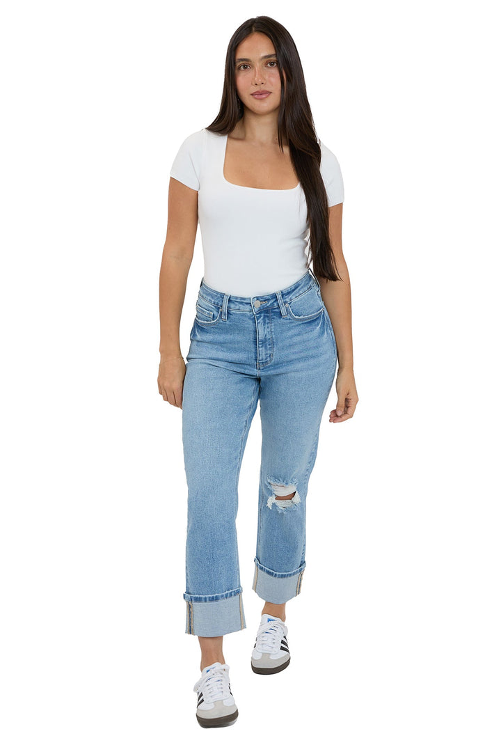 Plus Dylan Cuffed Straight Leg Jeans