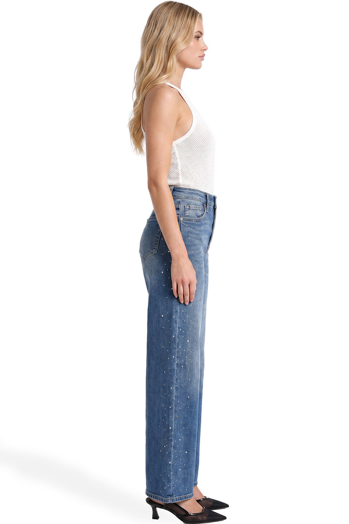 Plus Chloe High Rise Wide Leg Jeans with Rhinestones