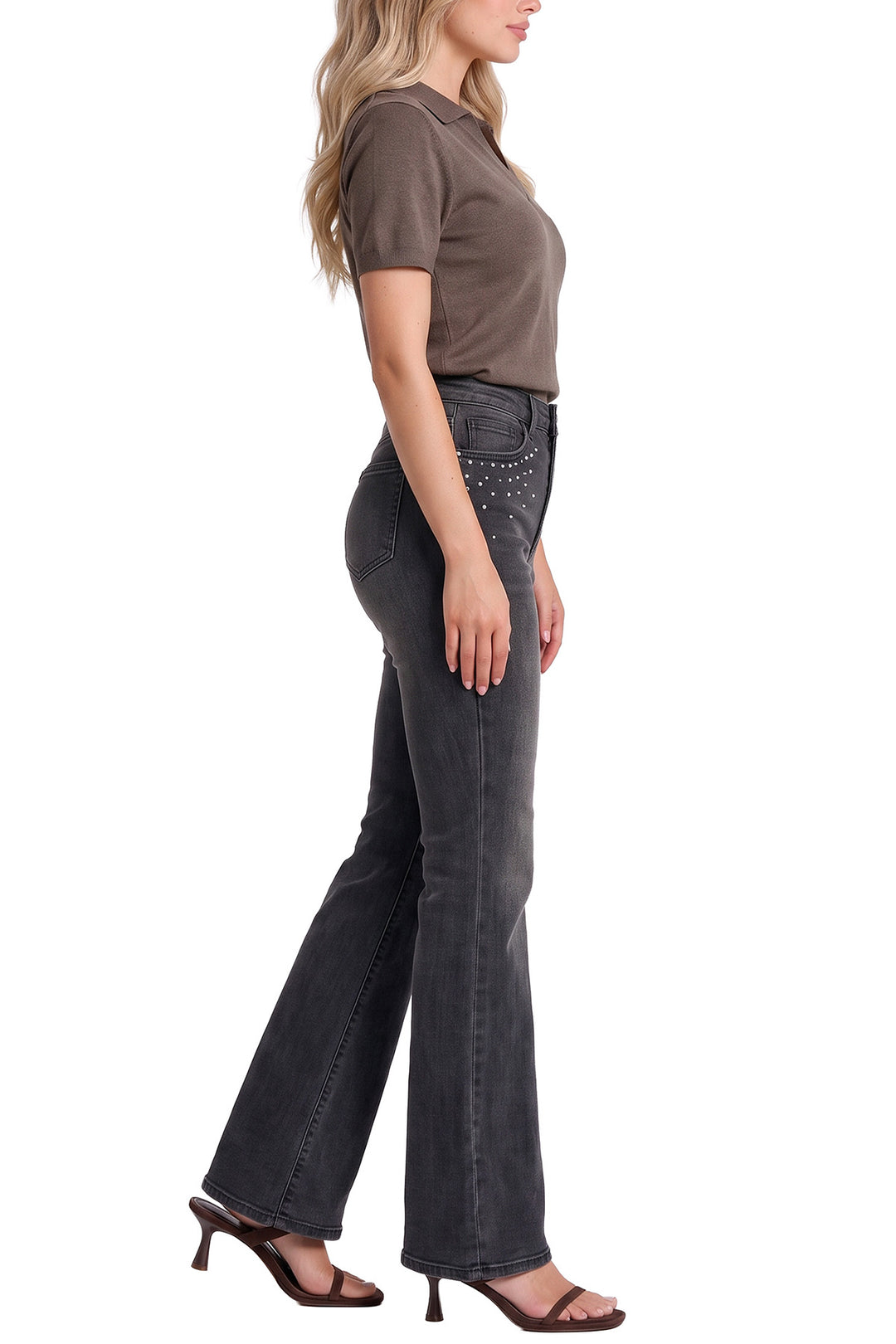 Mia Studded Bootcut Jeans-Black