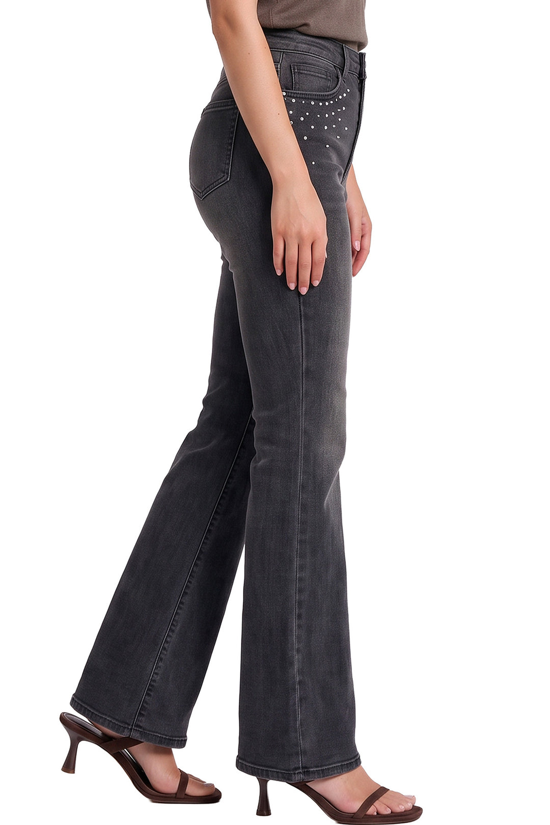 Mia Studded Bootcut Jeans-Black