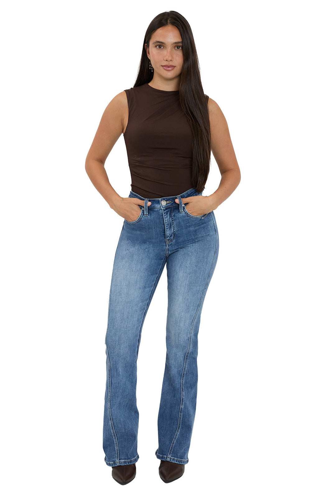 Plus Daisy High Rise Slim Angled Flare Jeans