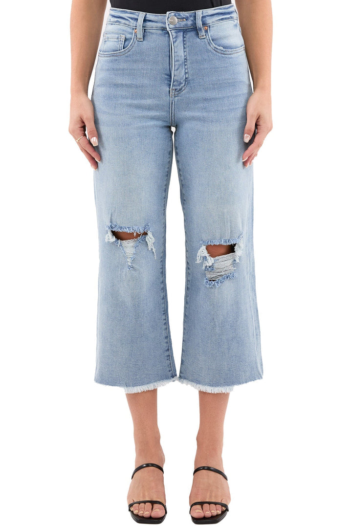 Plus Chloe High Rise Wide Leg Cropped Frayed Jeans