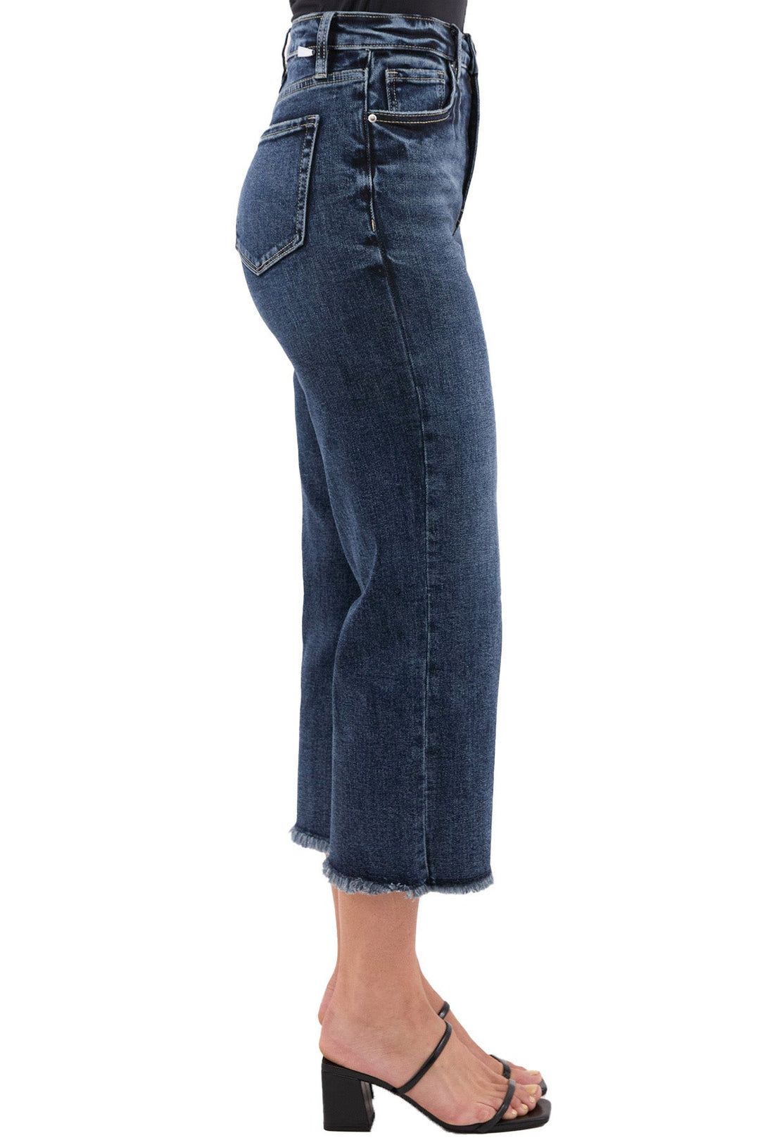 Plus Chloe High Rise Wide Leg Cropped Frayed Jeans