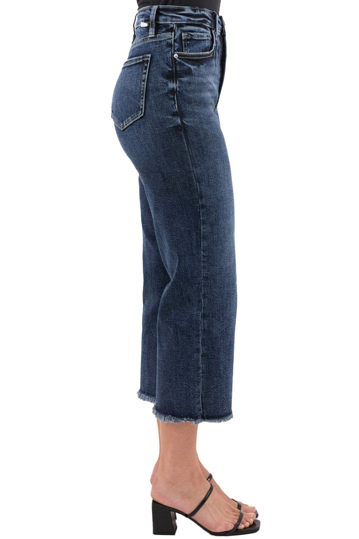 Plus Chloe High Rise Wide Leg Cropped Frayed Jeans