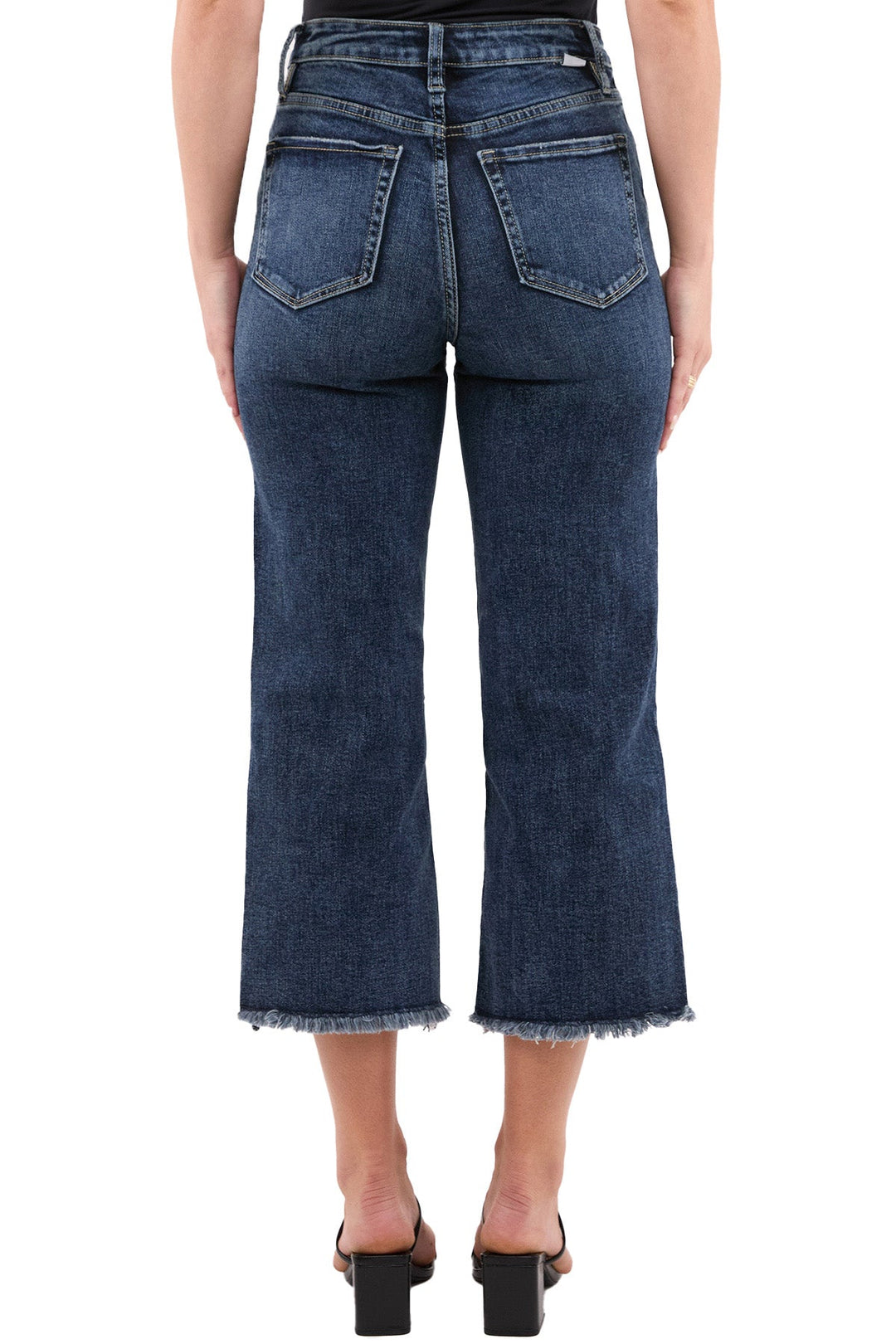 Plus Chloe High Rise Wide Leg Cropped Frayed Jeans
