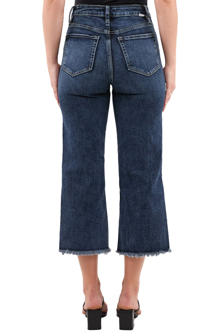 Plus Chloe High Rise Wide Leg Cropped Frayed Jeans