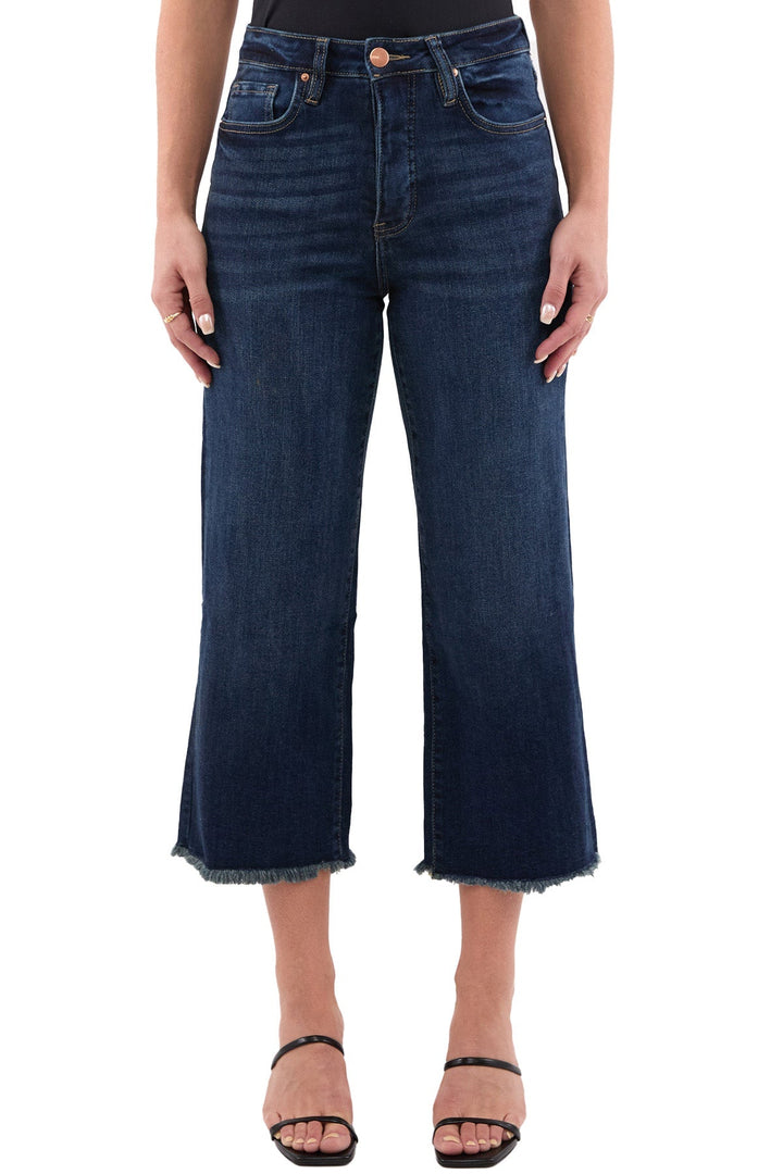 Plus Chloe High Rise Wide Leg Cropped Frayed Jeans
