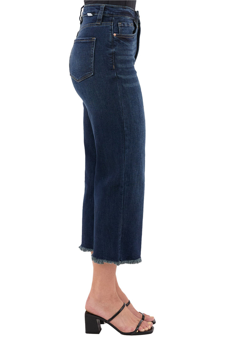 Plus Chloe High Rise Wide Leg Cropped Frayed Jeans
