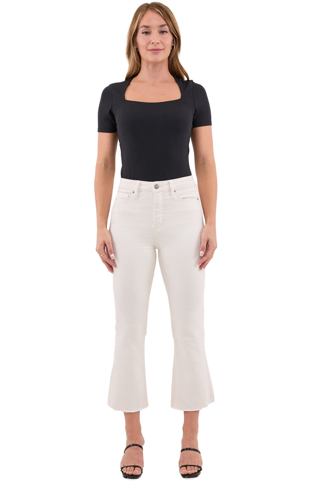 Plus Mia High Rise Bootcut Cropped Frayed Jeans