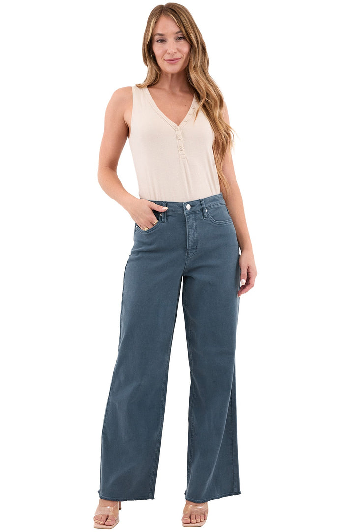 Plus Chloe High Rise Frayed Wide Leg Pants