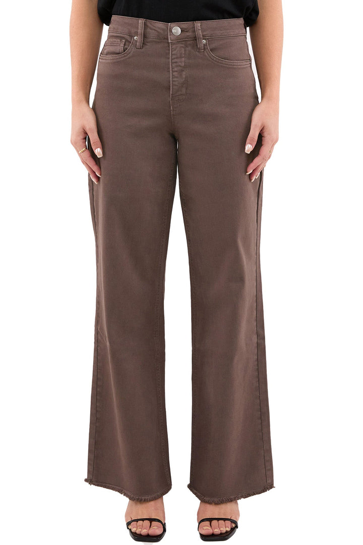 Plus Chloe High Rise  Frayed Wide Leg Pants