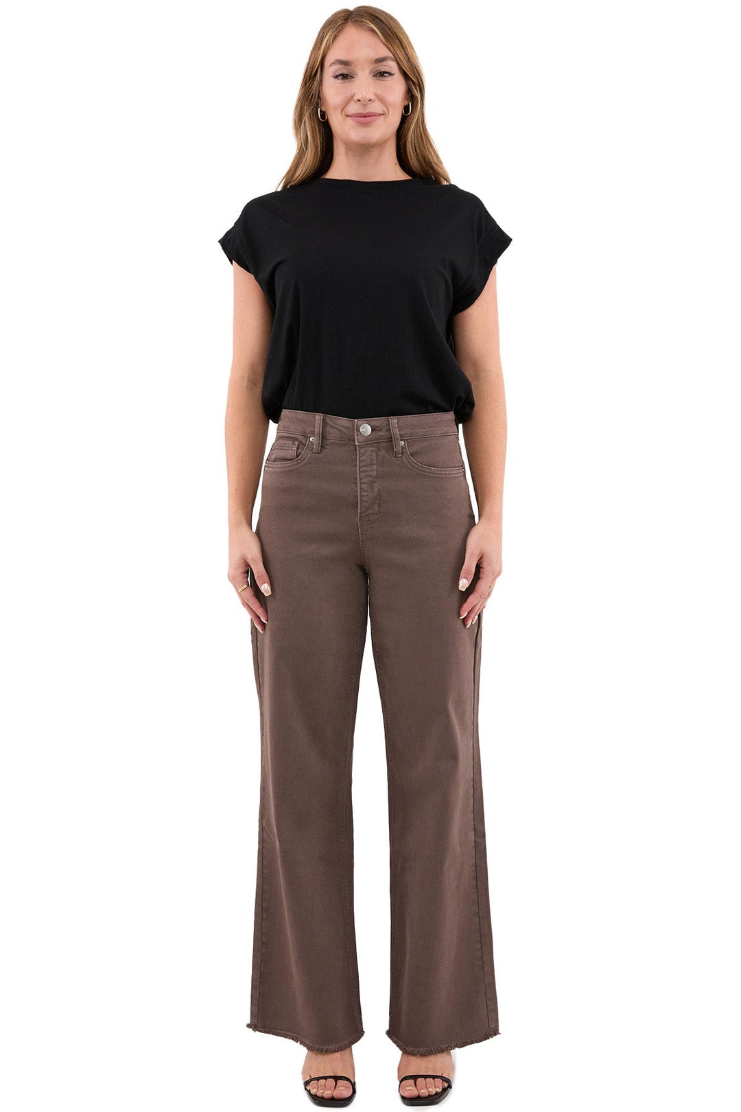 Plus Chloe High Rise  Frayed Wide Leg Pants