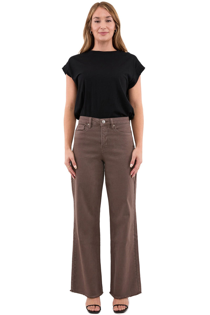 Plus Chloe High Rise  Frayed Wide Leg Pants