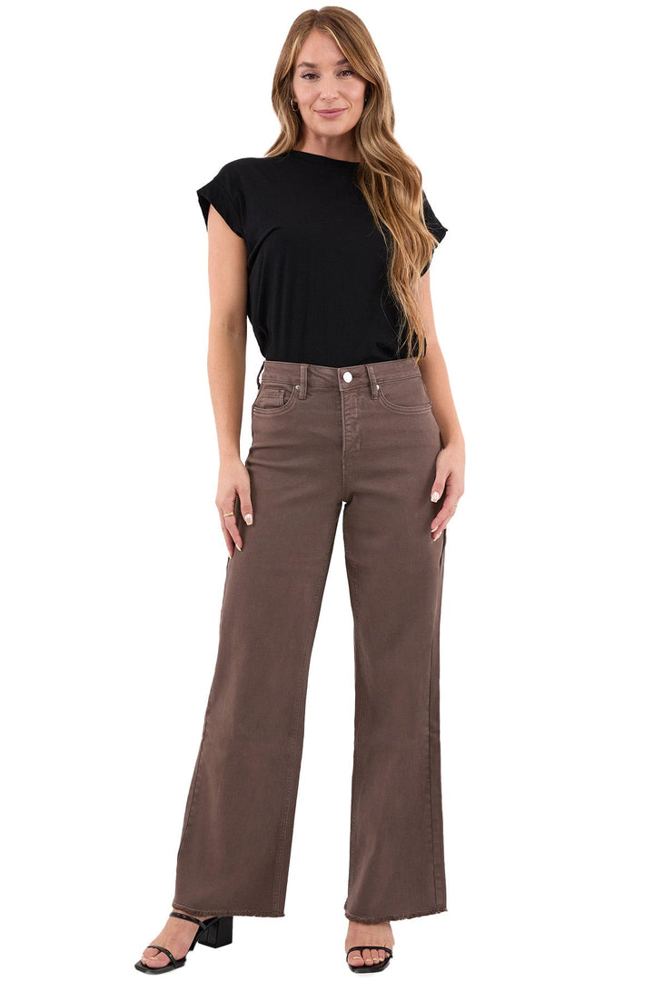 Plus Chloe High Rise  Frayed Wide Leg Pants