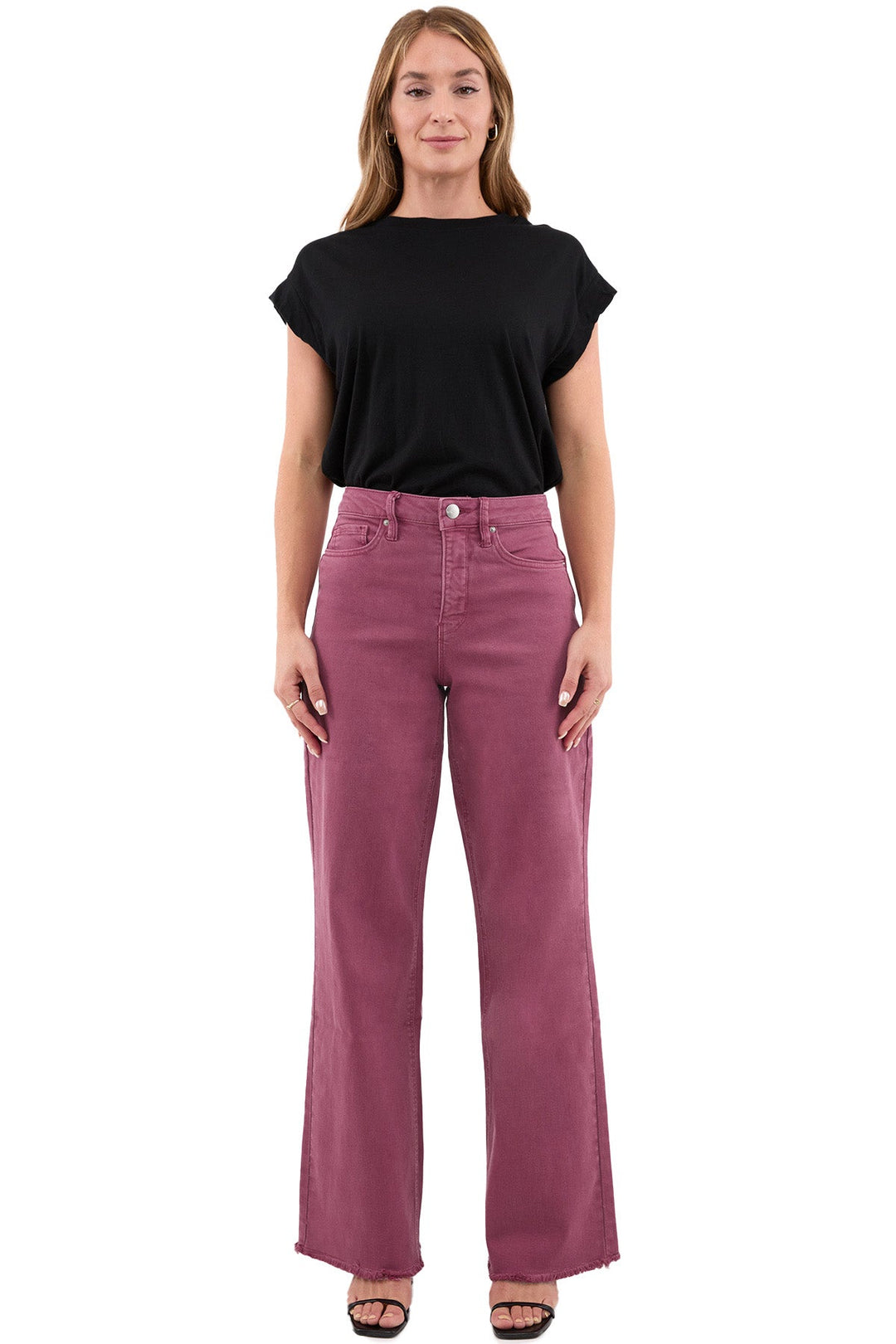 Plus Chloe High Rise Frayed Wide Leg Pants