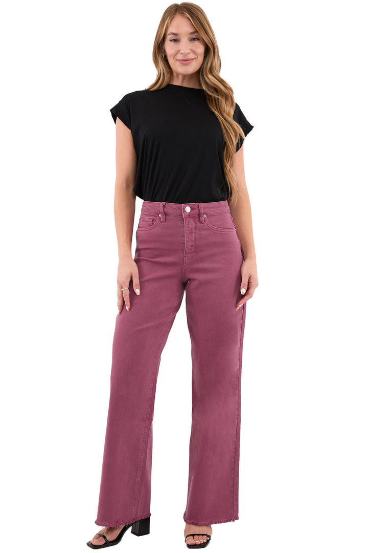 Plus Chloe High Rise Frayed Wide Leg Pants