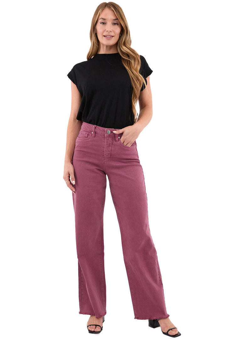 Plus Chloe High Rise Frayed Wide Leg Pants