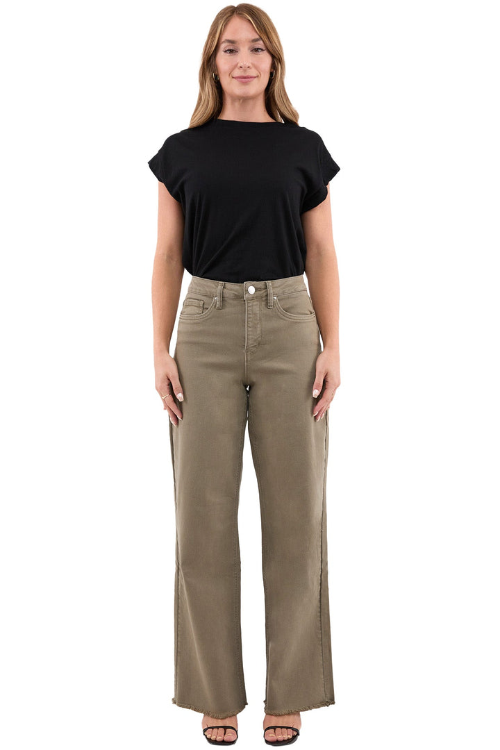 Plus Chloe High Rise Frayed Wide Leg Pants