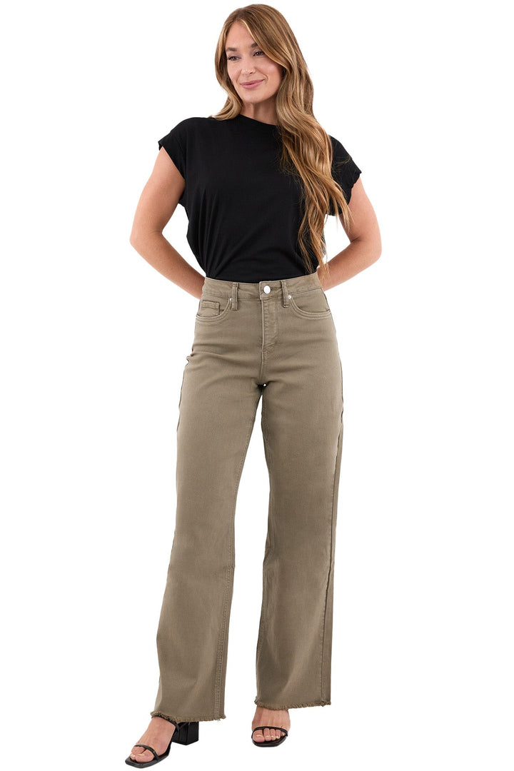 Plus Chloe High Rise Frayed Wide Leg Pants