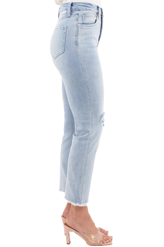 DYLAN CROSS OVER WAIST STRAIGHT LEG DENIM JEANS- RFM
