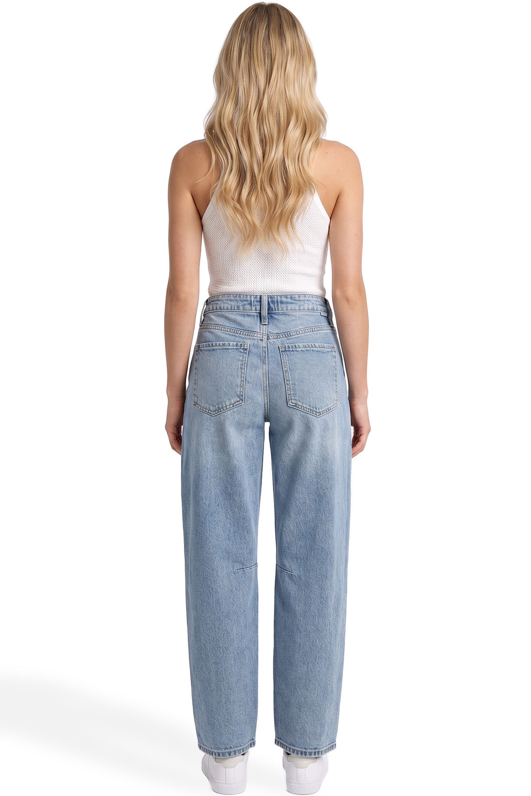 Plus High Rise Barrel Jeans- ZP823599