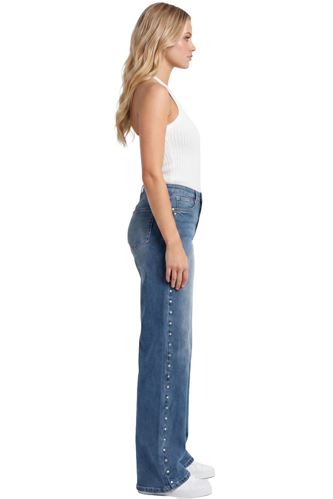 Plus Chloe High Rise Wide Leg Jeans with Studs-ZP823700-08M
