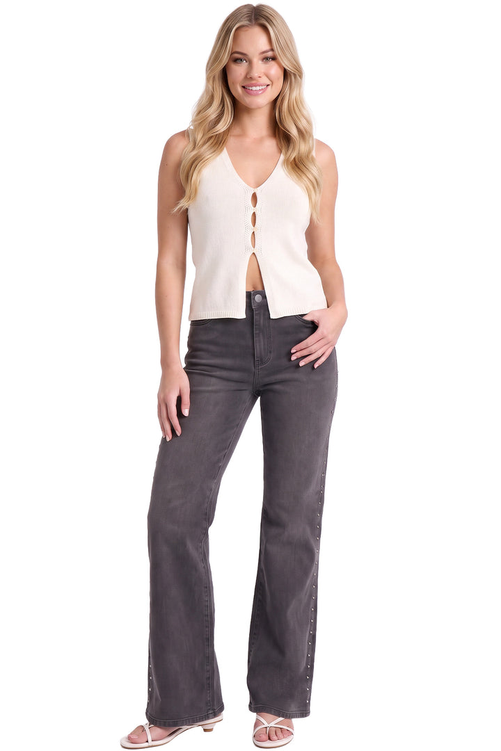 Chloe Wide Leg With Studs Jeans