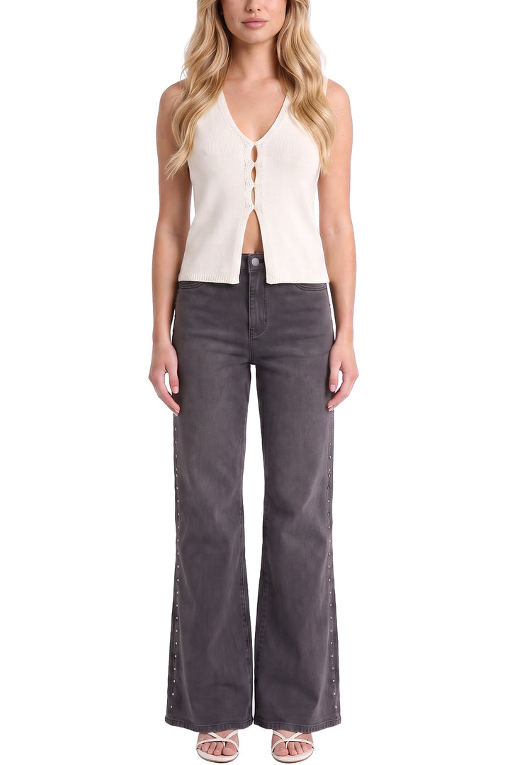 Chloe Wide Leg With Studs Jeans
