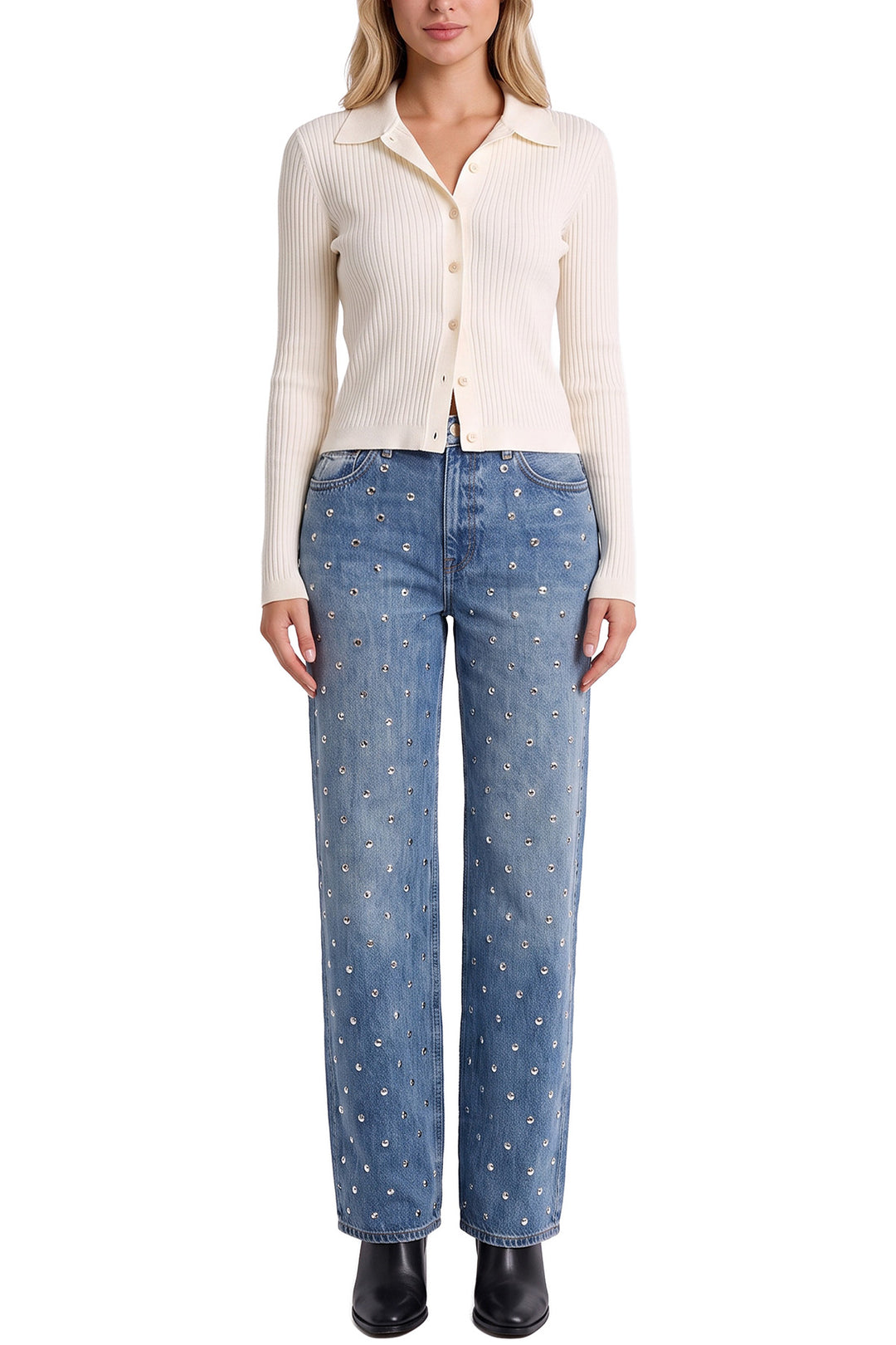 Hailey Wide Leg Studded Jeans