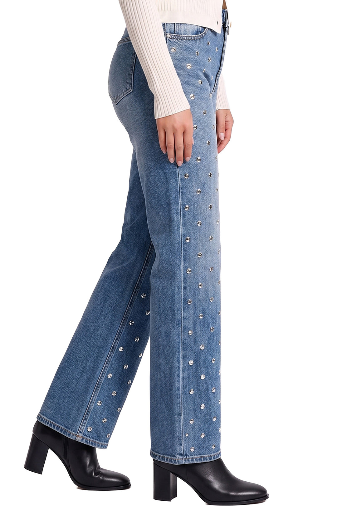 Hailey Wide Leg Studded Jeans