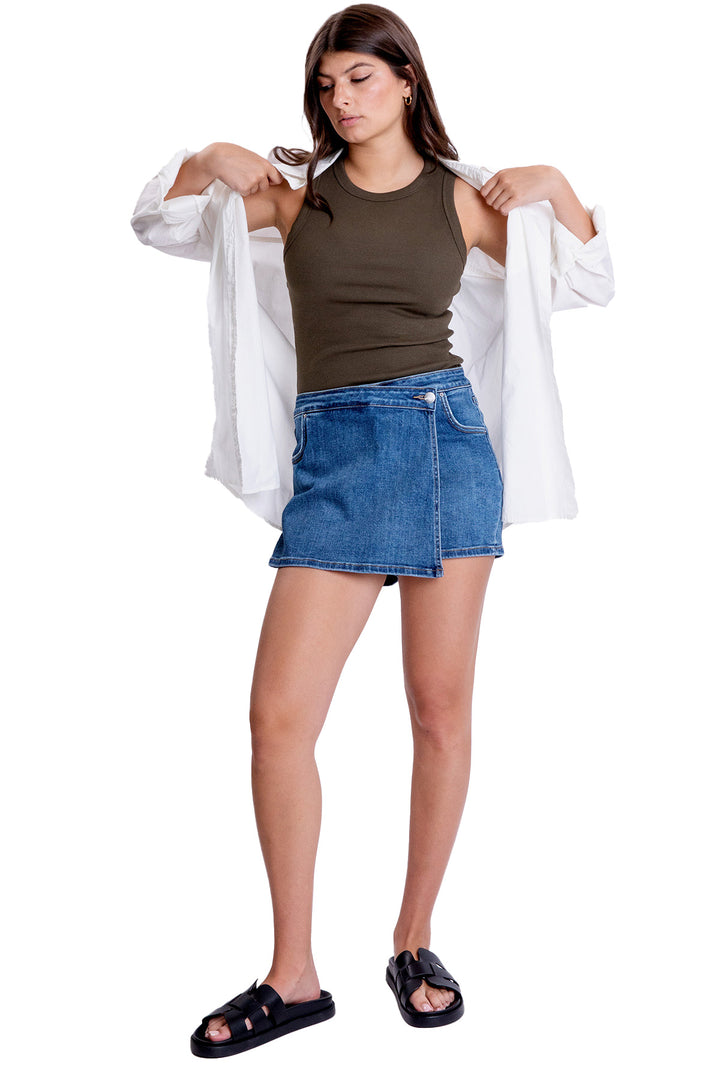 Asymmetrical Denim Skort