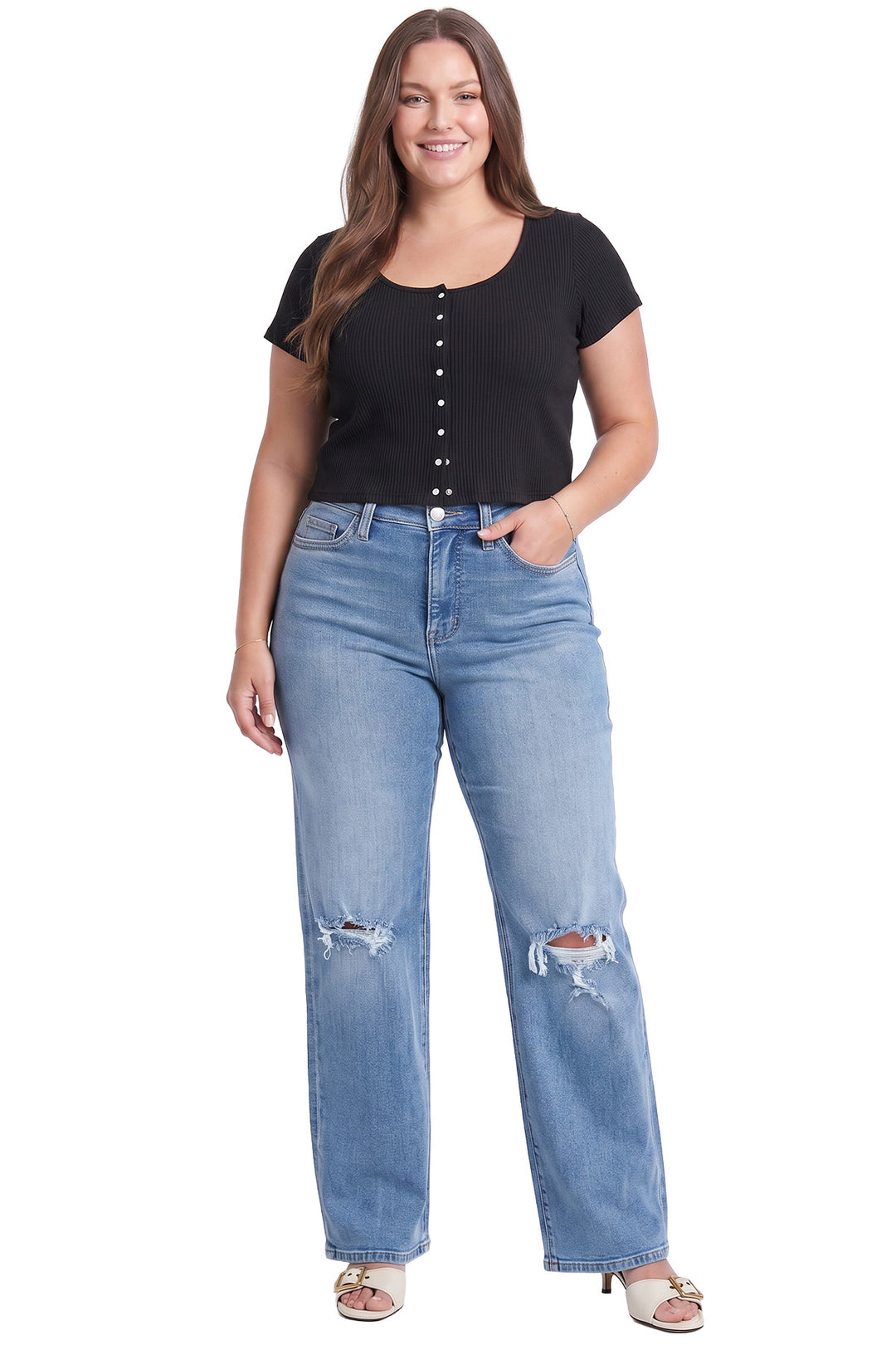 Plus Hailey High Rise Wide Leg Jeans