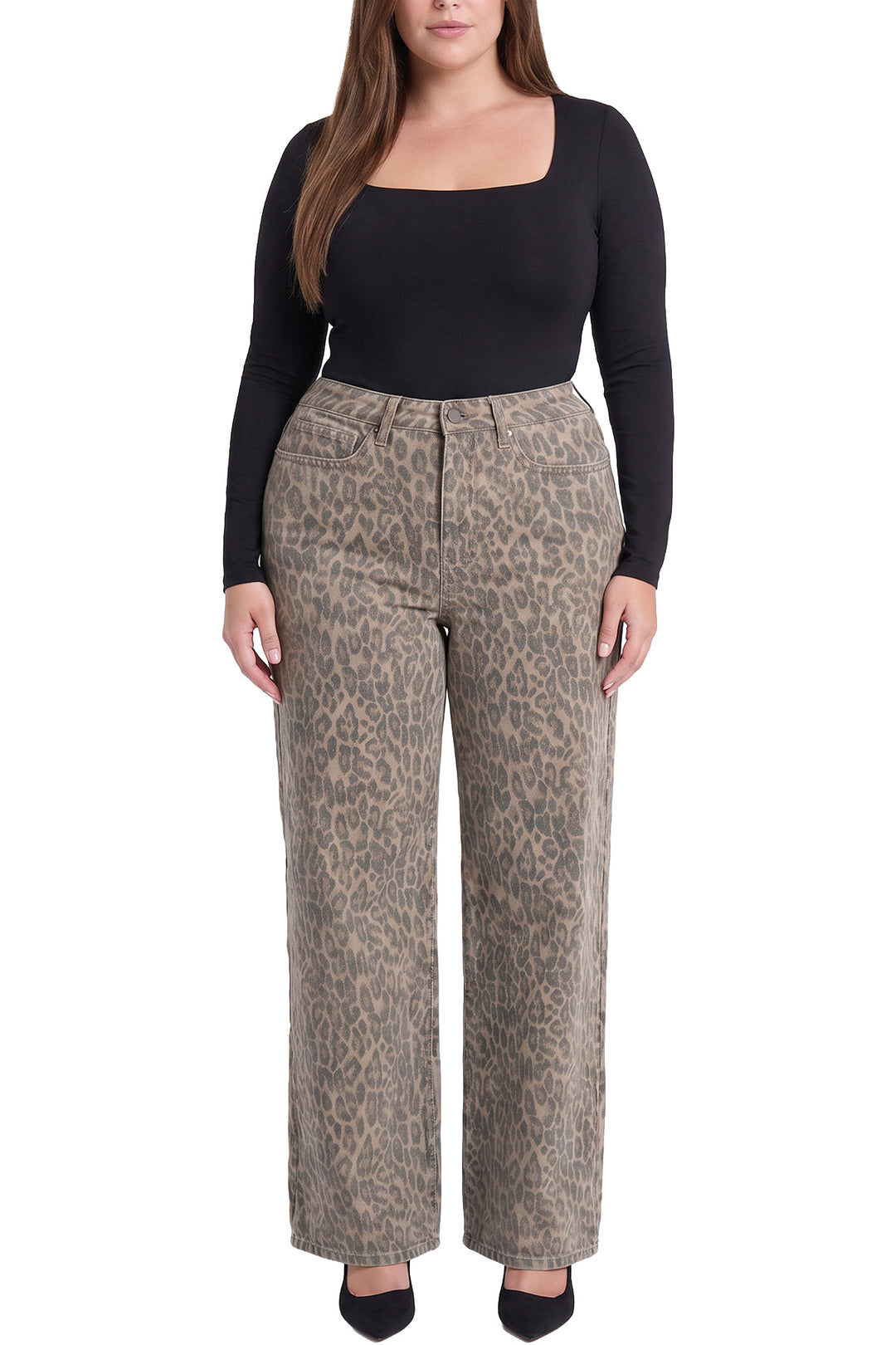 Plus Hailey Wide Leg Printed Bull Jeans