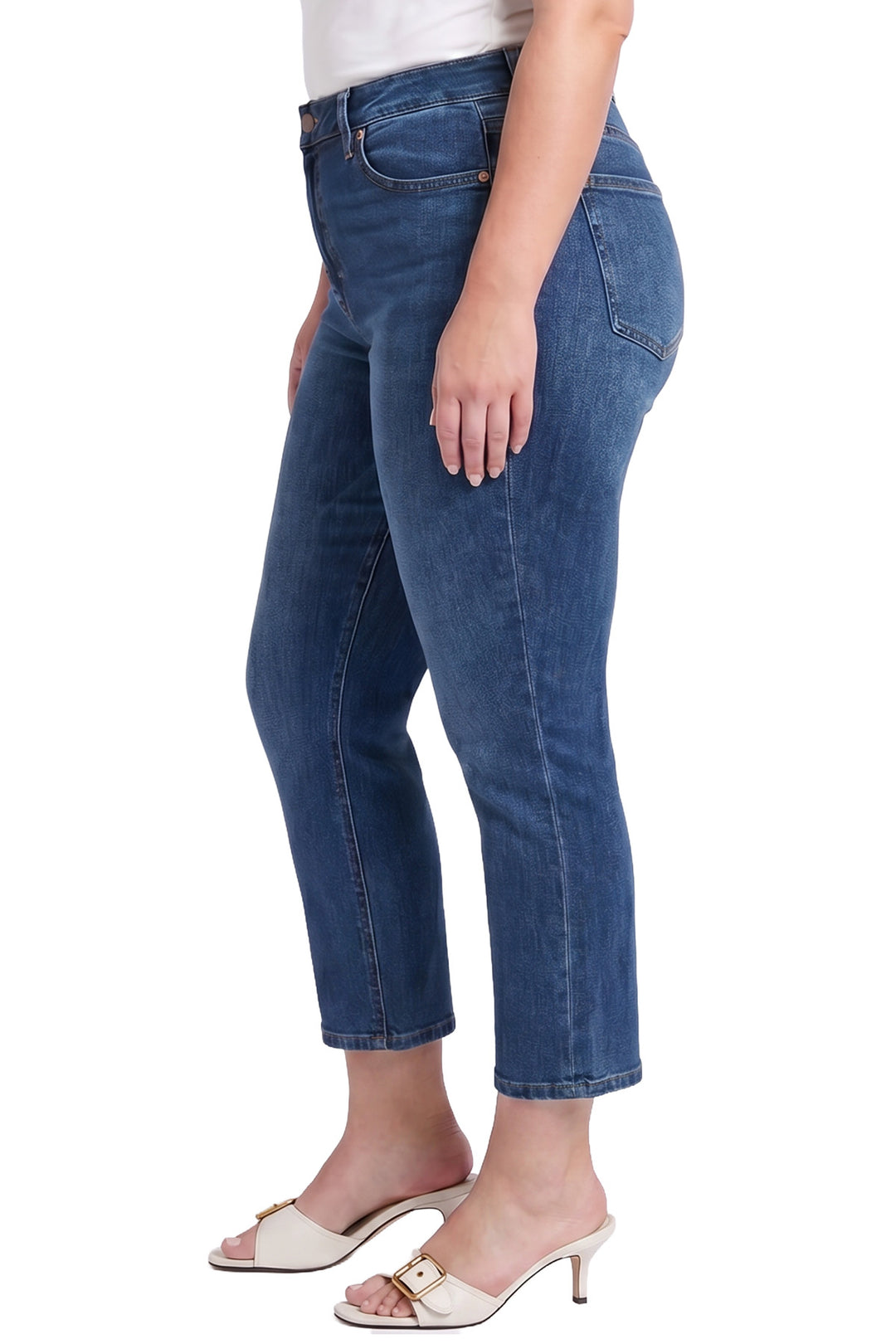 Plus Dylan Mid Rise Asymmetric Cropped Straight Leg Jeans