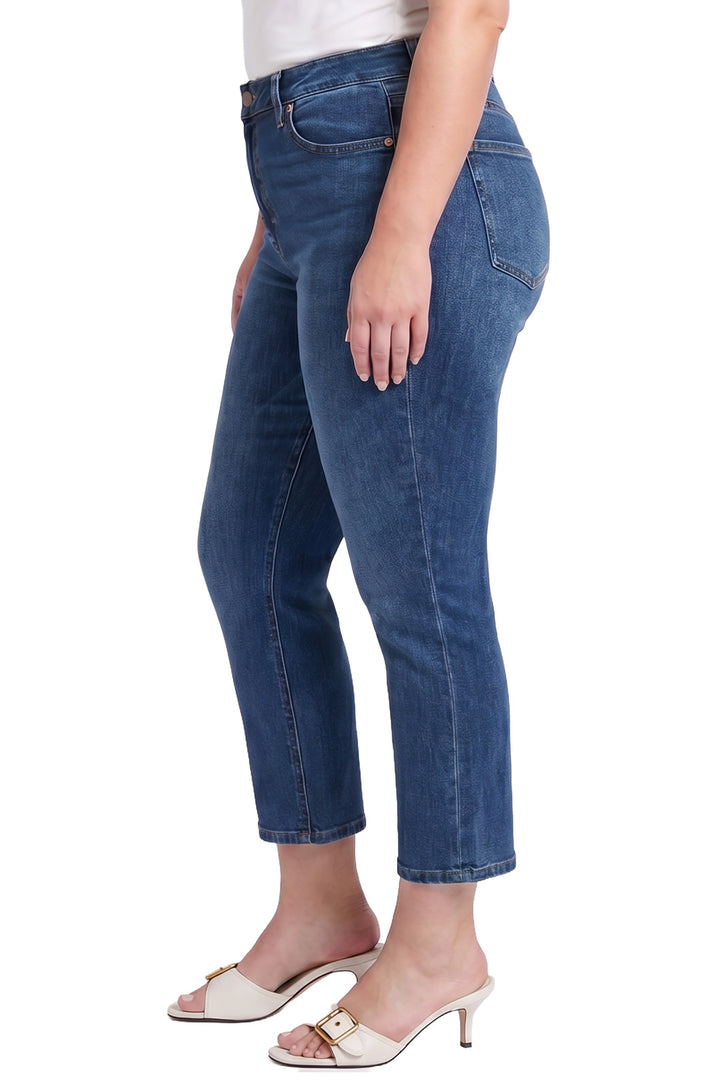 Plus Dylan Mid Rise Asymmetric Cropped Straight Leg Jeans