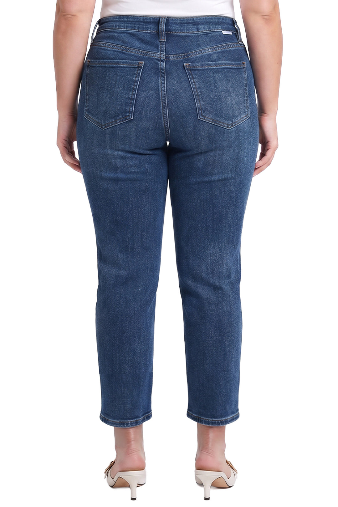 Plus Dylan Mid Rise Asymmetric Cropped Straight Leg Jeans