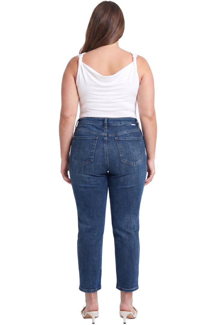 Plus Dylan Mid Rise Asymmetric Cropped Straight Leg Jeans