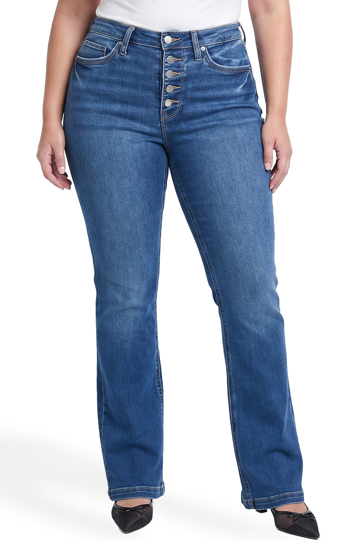 Plus Mia High Rise Exposed Button Bootcut  Jeans